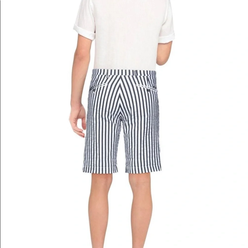 40 Weft Bermuda Shorts Blue/White Stripes - waist 38 - Picture 3 of 7